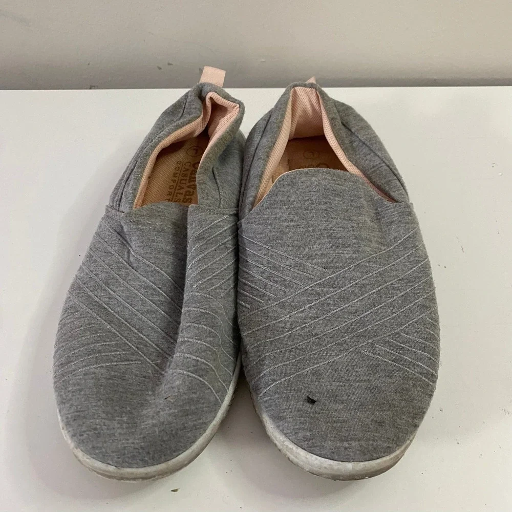 Canvas Casuals Slip On Shoes Womens‎ 7 Gray Comfort Jersey Knit Flats